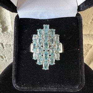 Sterling Silver Light Blue Ring. Size 9.